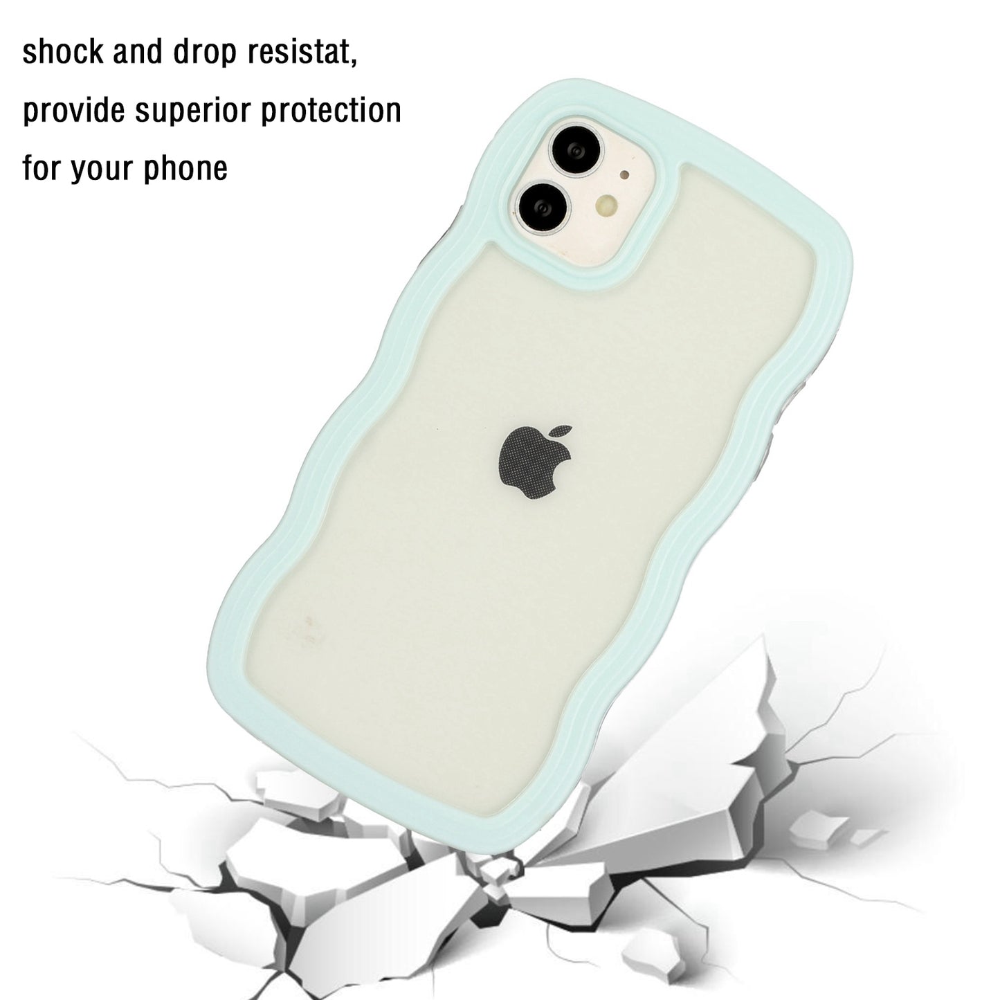 For iPhone 11 6.1 inch Impact Resistant Wavy Edge Color Frame Transparent Back Cover PC + TPU Phone Case