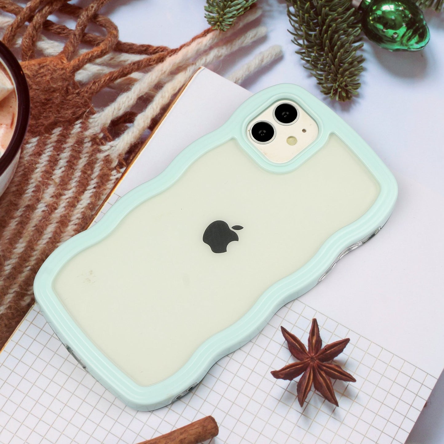 For iPhone 11 6.1 inch Impact Resistant Wavy Edge Color Frame Transparent Back Cover PC + TPU Phone Case