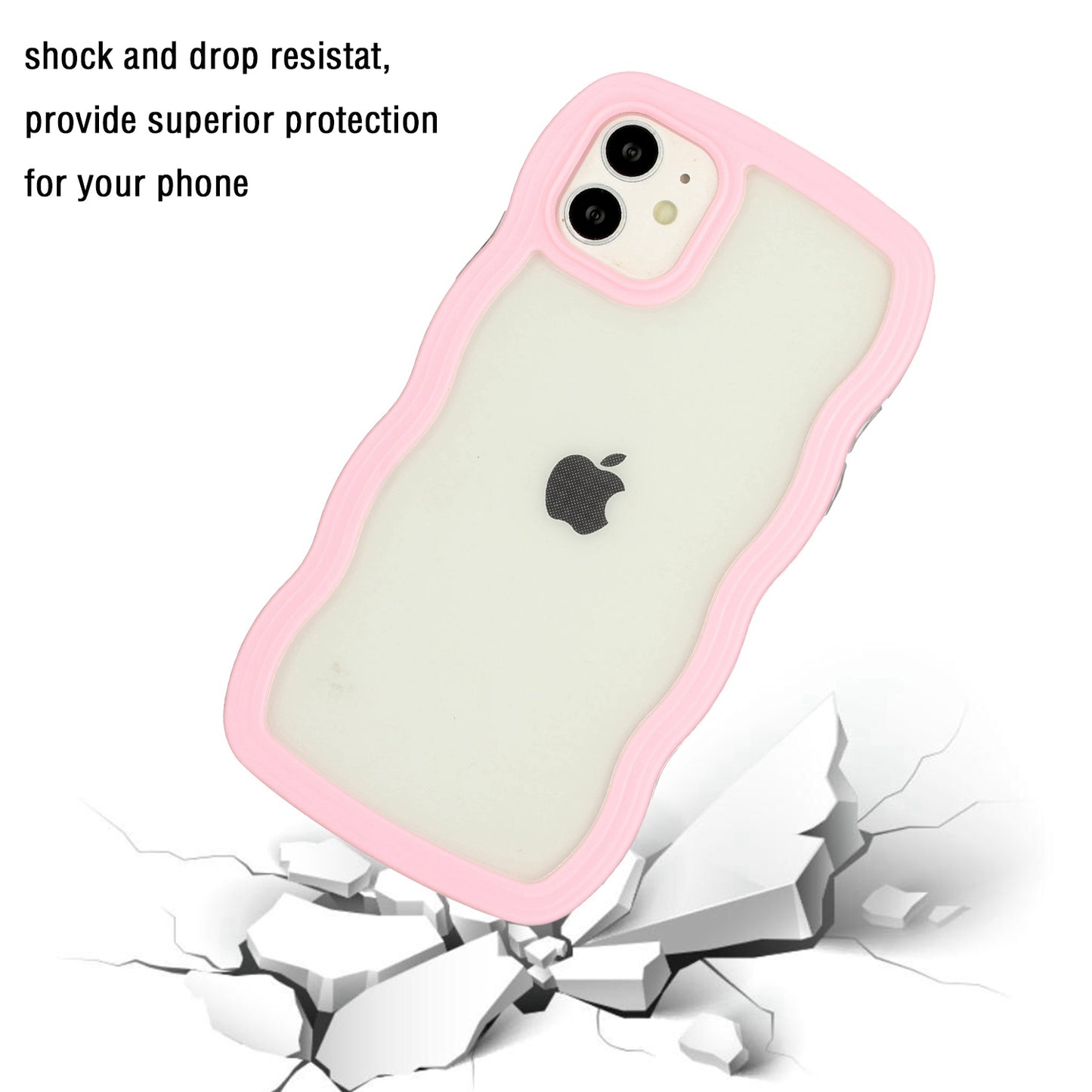 For iPhone 11 6.1 inch Impact Resistant Wavy Edge Color Frame Transparent Back Cover PC + TPU Phone Case