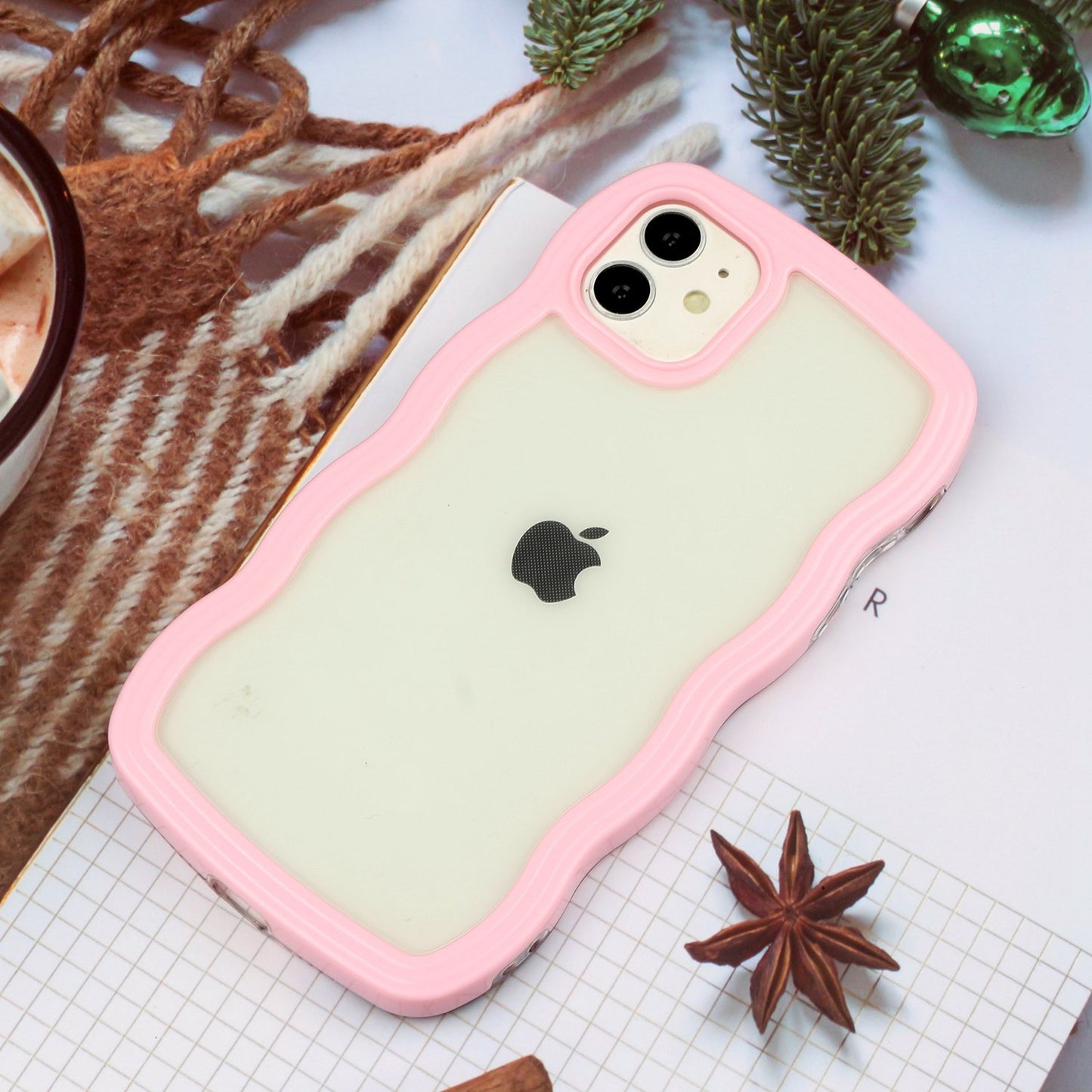 For iPhone 11 6.1 inch Impact Resistant Wavy Edge Color Frame Transparent Back Cover PC + TPU Phone Case