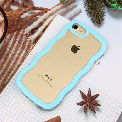 For iPhone 7/8/SE (2020)/SE (2022) Wavy Edge PC + TPU Phone Case Color Frame Transparent Back Cover