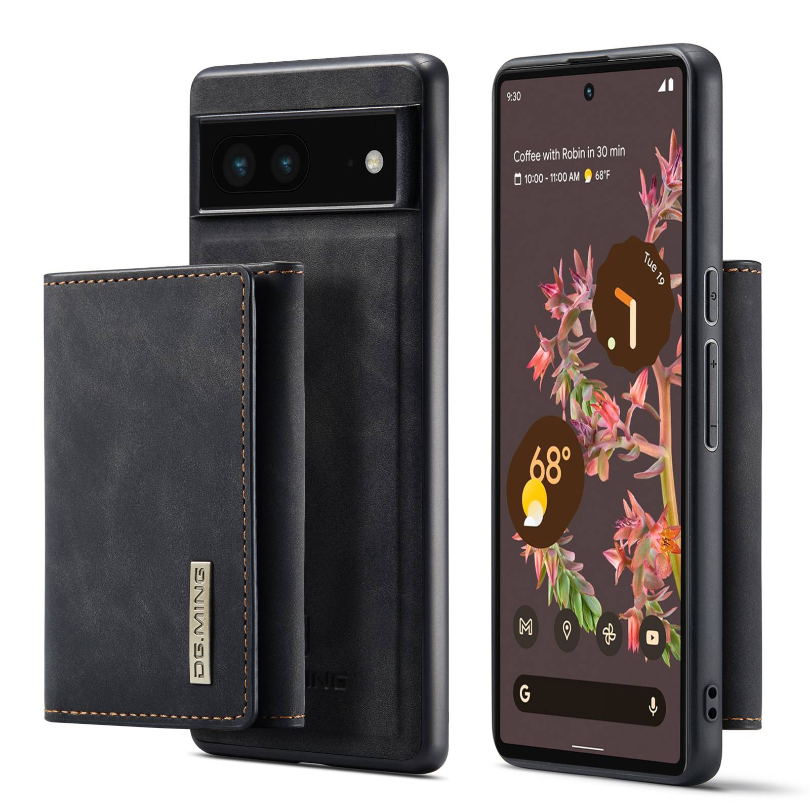 DG.MING M1 Series For Google Pixel 7 5G Magnetic 2-in-1 Wallet PC+TPU+PU Leather Phone Protective Case