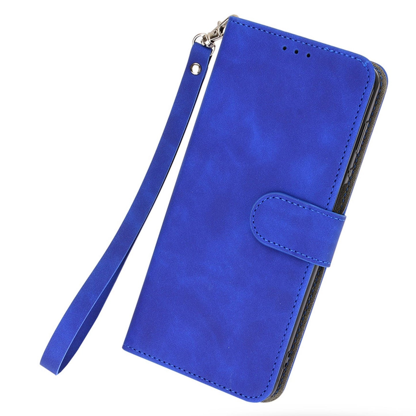 For ZTE Blade A52 Anti-scratch Skin-touch Feeling Cell Phone Case Magnetic Clasp PU Leather Wallet Stand Protector with Strap