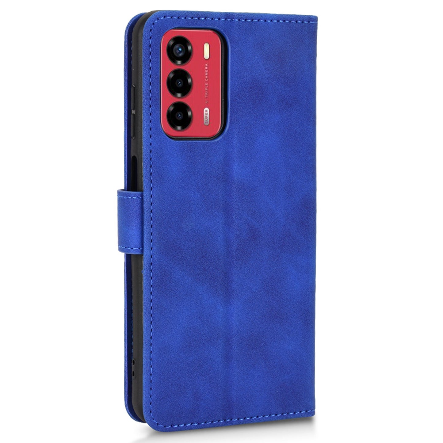 For ZTE Blade A72 4G/V40 Vita Skin-touch Feeling Drop Proof Cell Phone Case Magnetic Clasp PU Leather Wallet Stand Protector with Strap