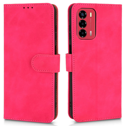 For ZTE Blade A72 4G/V40 Vita Skin-touch Feeling Drop Proof Cell Phone Case Magnetic Clasp PU Leather Wallet Stand Protector with Strap