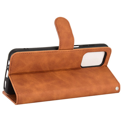 For ZTE Blade A72 4G/V40 Vita Skin-touch Feeling Drop Proof Cell Phone Case Magnetic Clasp PU Leather Wallet Stand Protector with Strap