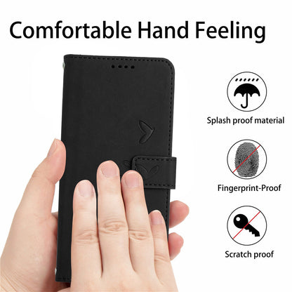 For Motorola Moto G Stylus 5G (2022) Heart Shape Imprinted Wallet Flip Cover Skin-touch Feeling PU Leather Stand Magnetic Protective Case with Strap