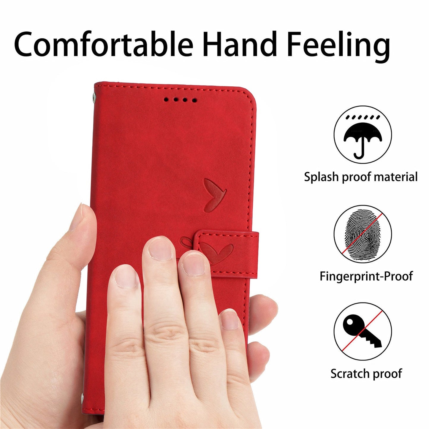 For Motorola Moto G Stylus 5G (2022) Heart Shape Imprinted Wallet Flip Cover Skin-touch Feeling PU Leather Stand Magnetic Protective Case with Strap