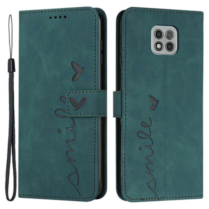 For Motorola Moto G Power (2021) Heart Shape Imprinted Wallet Case Skin-touch PU Leather Viewing Stand Phone Shell