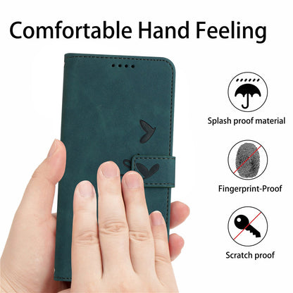 For Motorola Moto G Power (2021) Heart Shape Imprinted Wallet Case Skin-touch PU Leather Viewing Stand Phone Shell