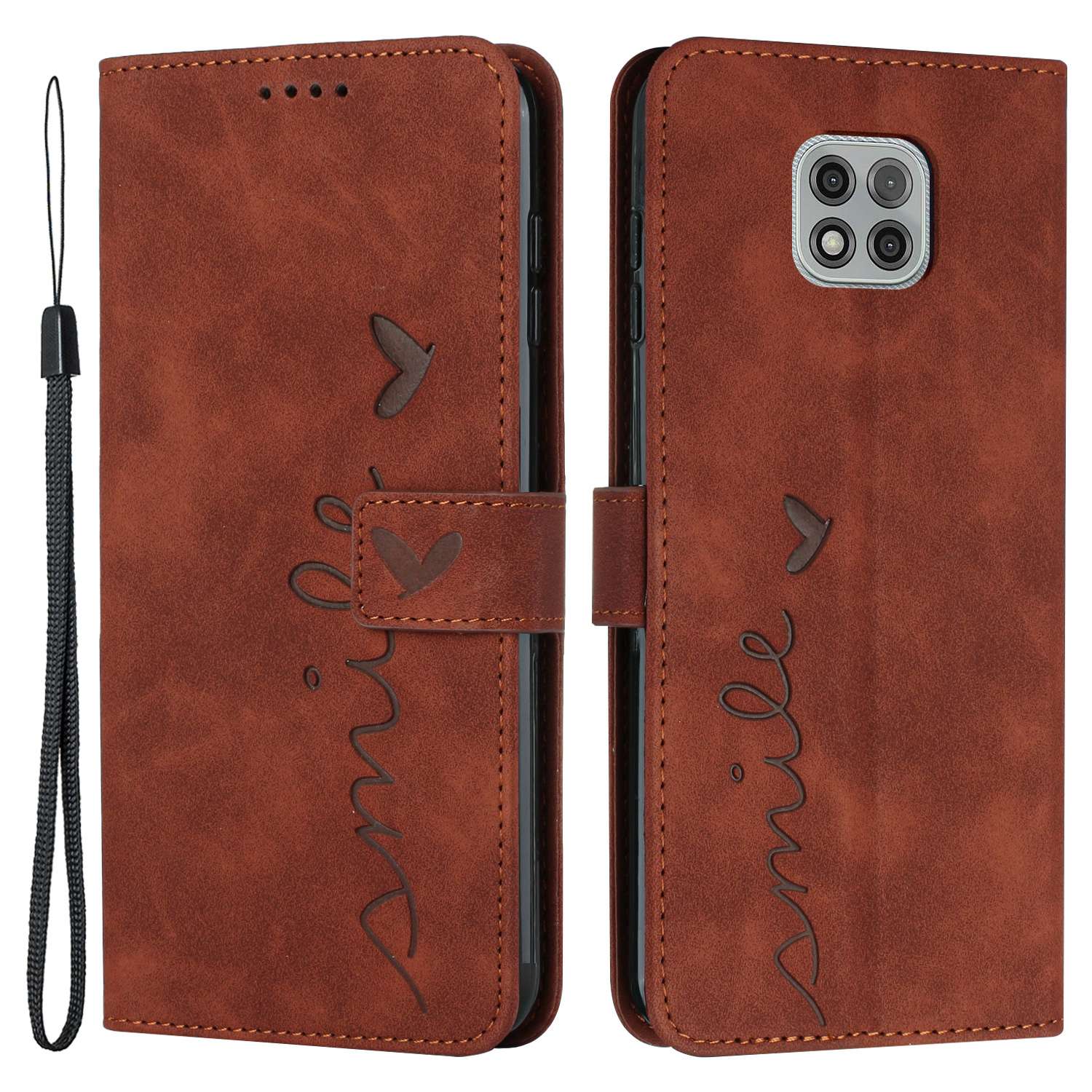 For Motorola Moto G Power (2021) Heart Shape Imprinted Wallet Case Skin-touch PU Leather Viewing Stand Phone Shell