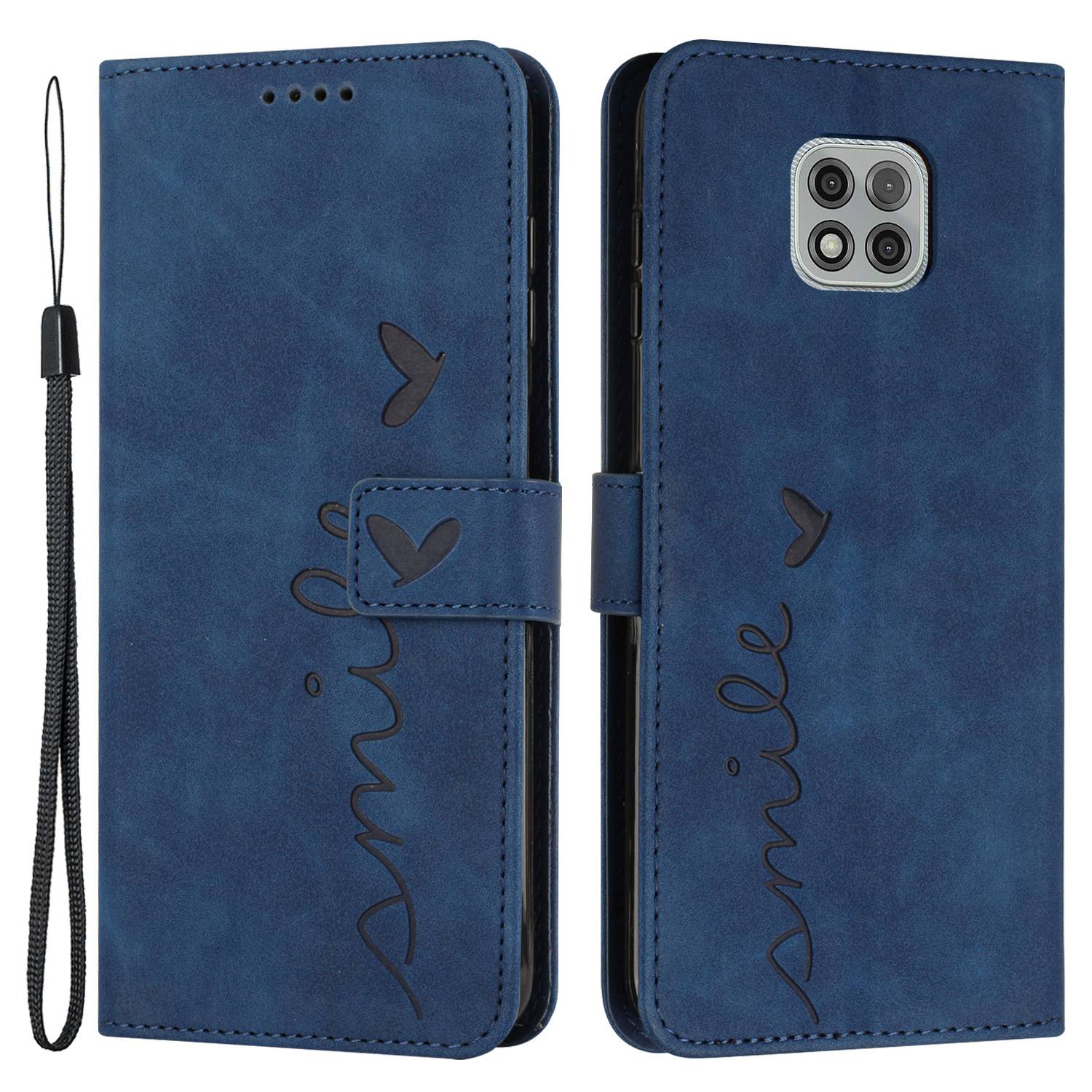 For Motorola Moto G Power (2021) Heart Shape Imprinted Wallet Case Skin-touch PU Leather Viewing Stand Phone Shell