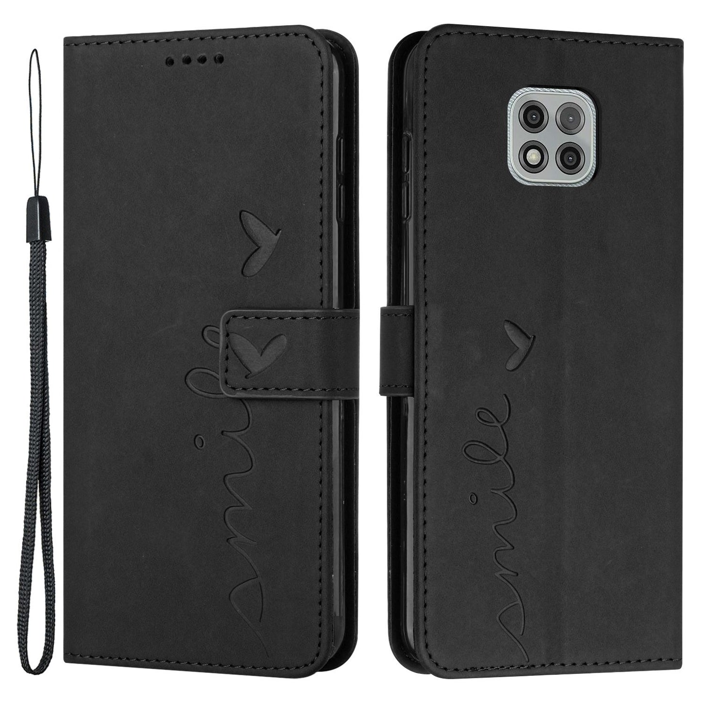 For Motorola Moto G Power (2021) Heart Shape Imprinted Wallet Case Skin-touch PU Leather Viewing Stand Phone Shell