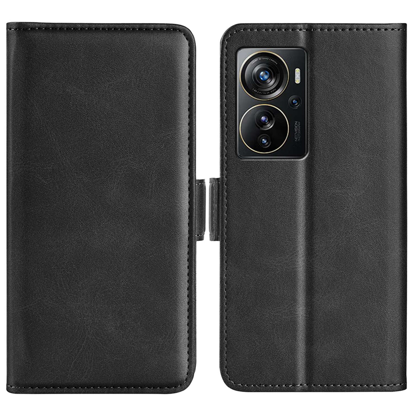 Anti-Drop Phone Case for ZTE Axon 40 Pro 5G Wallet Phone Case Double Textured PU Leather Magnetic Clasp Flip Cover with Stand