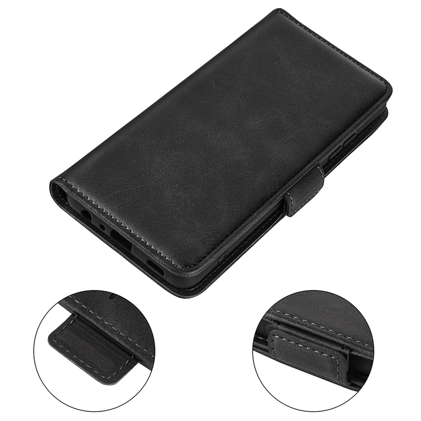 Anti-Drop Phone Case for ZTE Axon 40 Pro 5G Wallet Phone Case Double Textured PU Leather Magnetic Clasp Flip Cover with Stand