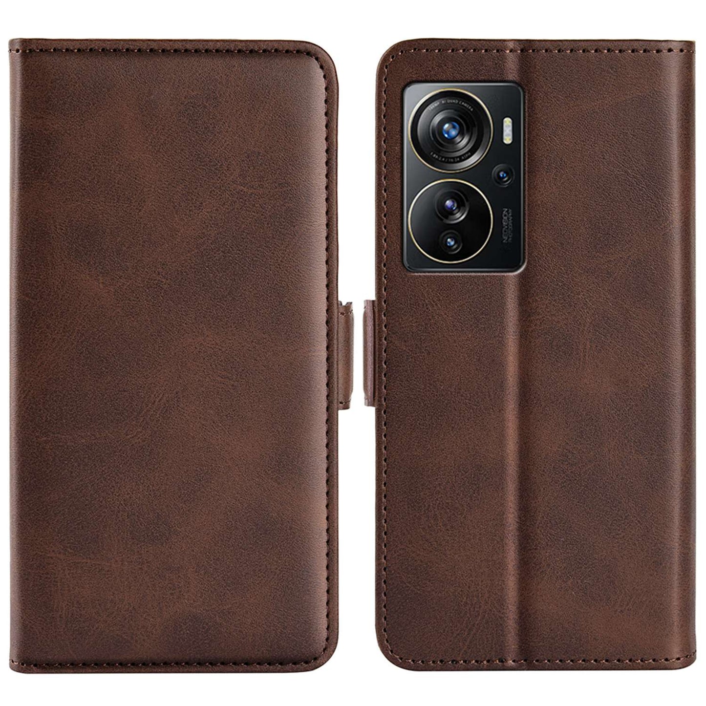 Anti-Drop Phone Case for ZTE Axon 40 Pro 5G Wallet Phone Case Double Textured PU Leather Magnetic Clasp Flip Cover with Stand