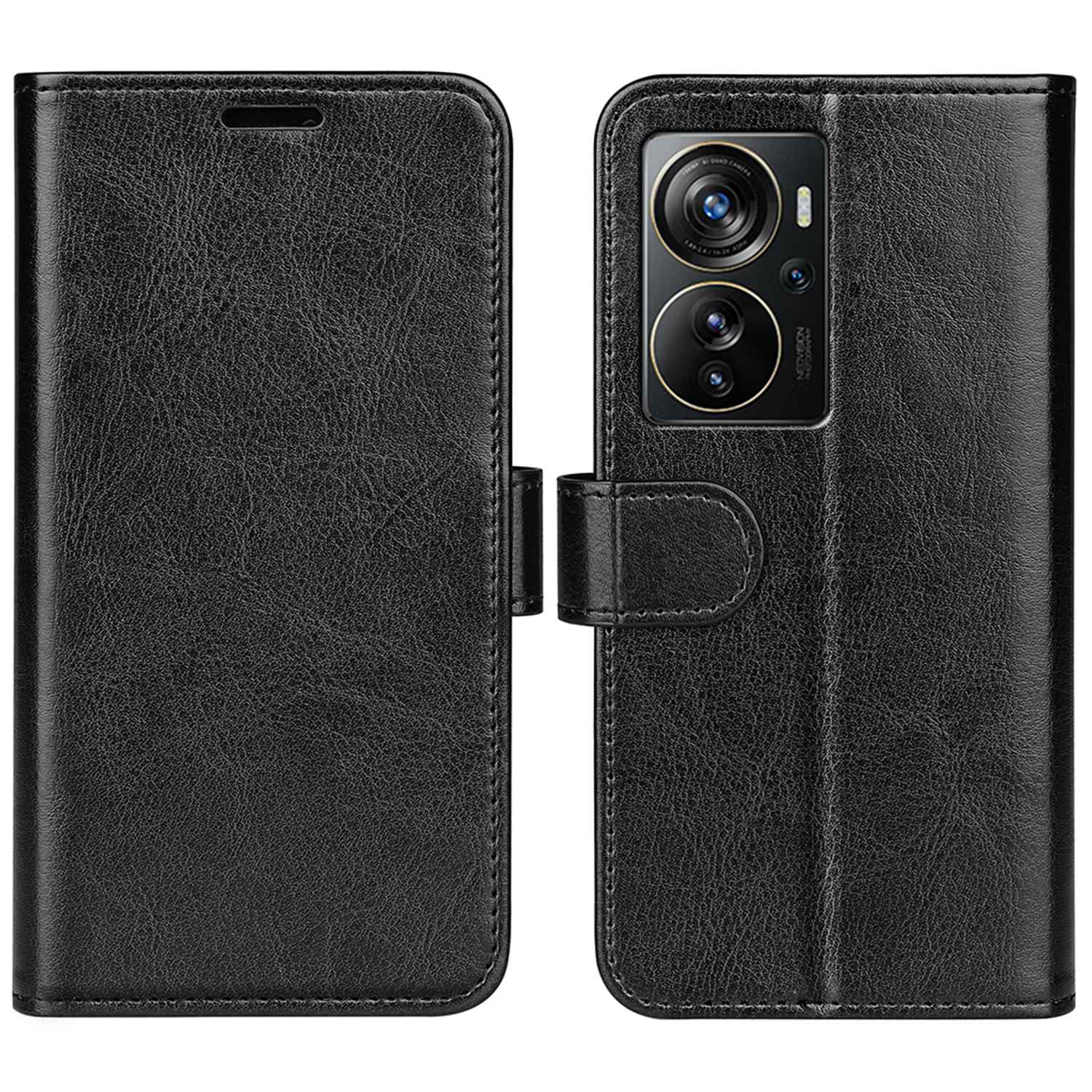 Crazy Horse Texture Leather Phone Case for ZTE Axon 40 Pro 5G Shockproof Folio Flip Cover Anti-fall Stand Case with Wallet