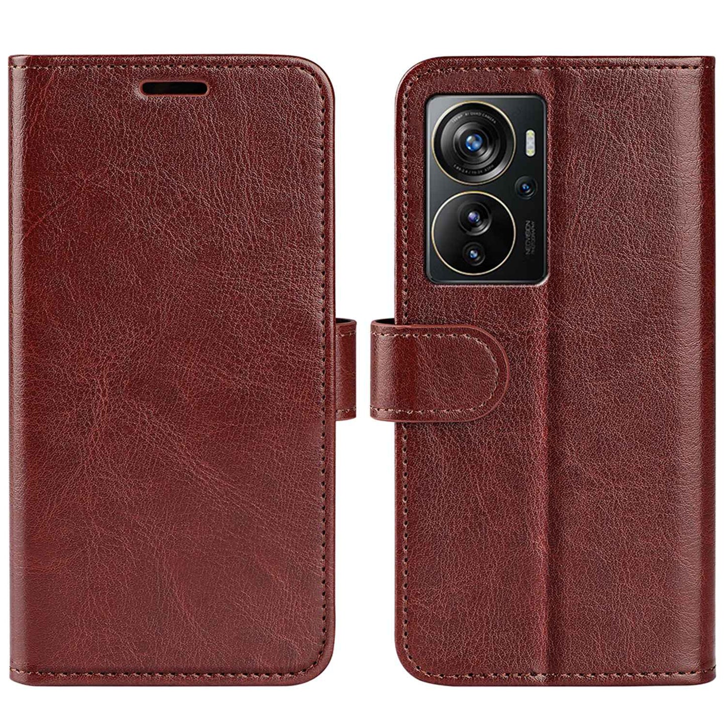 Crazy Horse Texture Leather Phone Case for ZTE Axon 40 Pro 5G Shockproof Folio Flip Cover Anti-fall Stand Case with Wallet