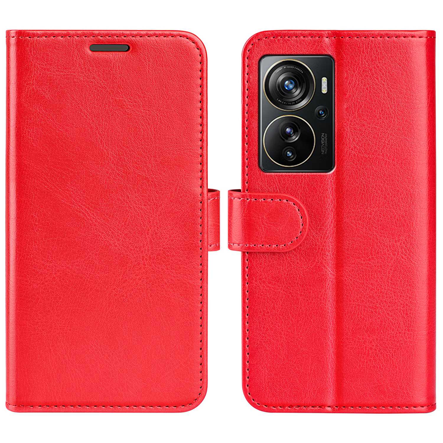 Crazy Horse Texture Leather Phone Case for ZTE Axon 40 Pro 5G Shockproof Folio Flip Cover Anti-fall Stand Case with Wallet