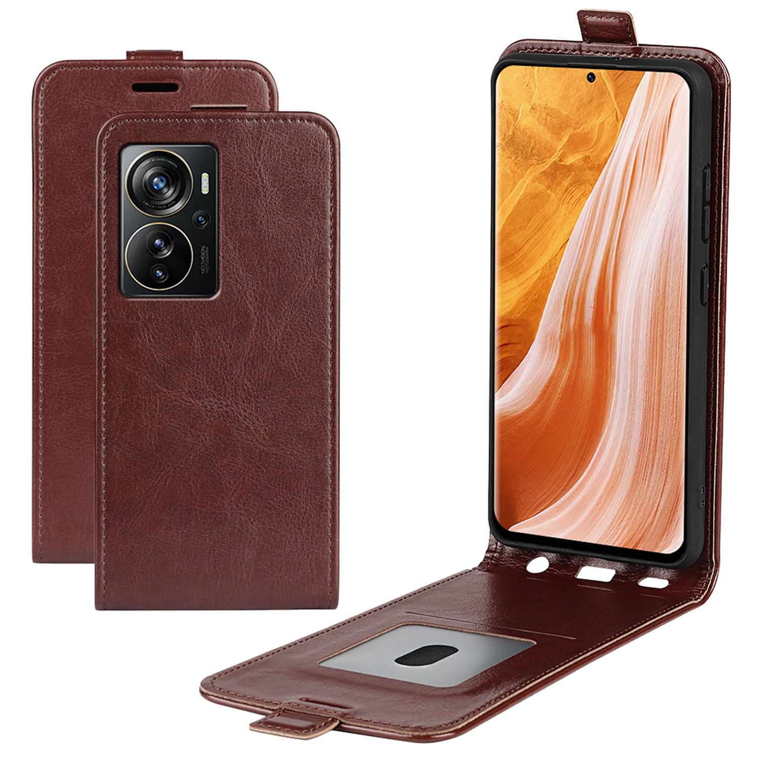 For ZTE Axon 40 Pro 5G Crazy Horse Texture Card Slot PU Leather Phone Cover Vertical Flip Phone Case