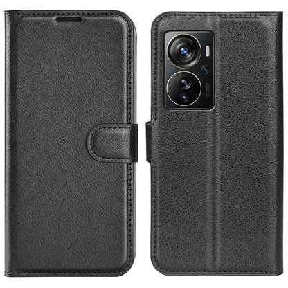 Wallet Phone Case for ZTE Axon 40 Pro 5G, Litchi Texture Stand Case Anti-scratch PU Leather Protective Cover