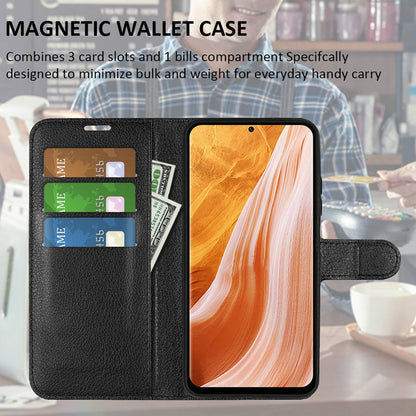 Wallet Phone Case for ZTE Axon 40 Pro 5G, Litchi Texture Stand Case Anti-scratch PU Leather Protective Cover