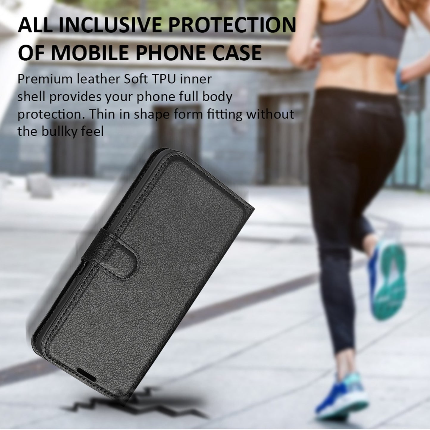 Wallet Phone Case for ZTE Axon 40 Pro 5G, Litchi Texture Stand Case Anti-scratch PU Leather Protective Cover