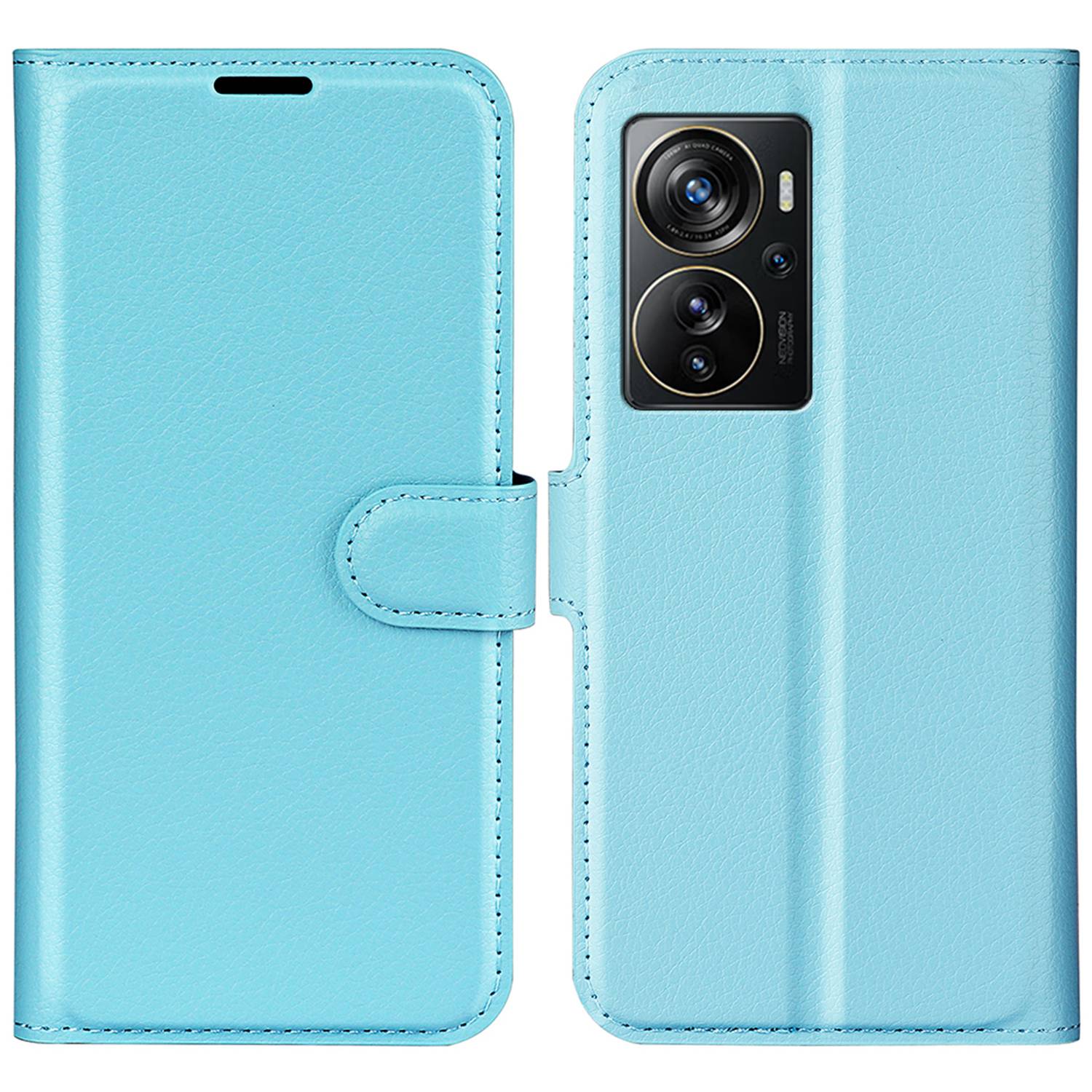 Wallet Phone Case for ZTE Axon 40 Pro 5G, Litchi Texture Stand Case Anti-scratch PU Leather Protective Cover