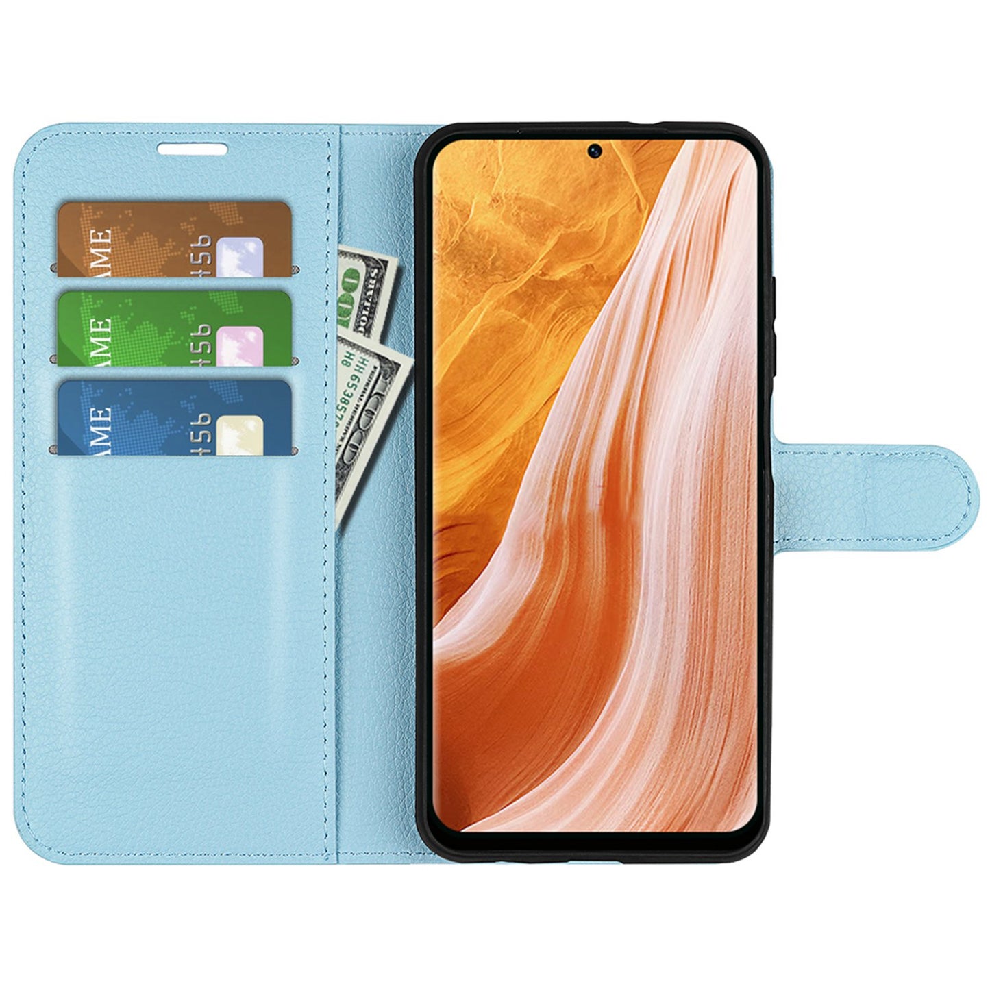 Wallet Phone Case for ZTE Axon 40 Pro 5G, Litchi Texture Stand Case Anti-scratch PU Leather Protective Cover