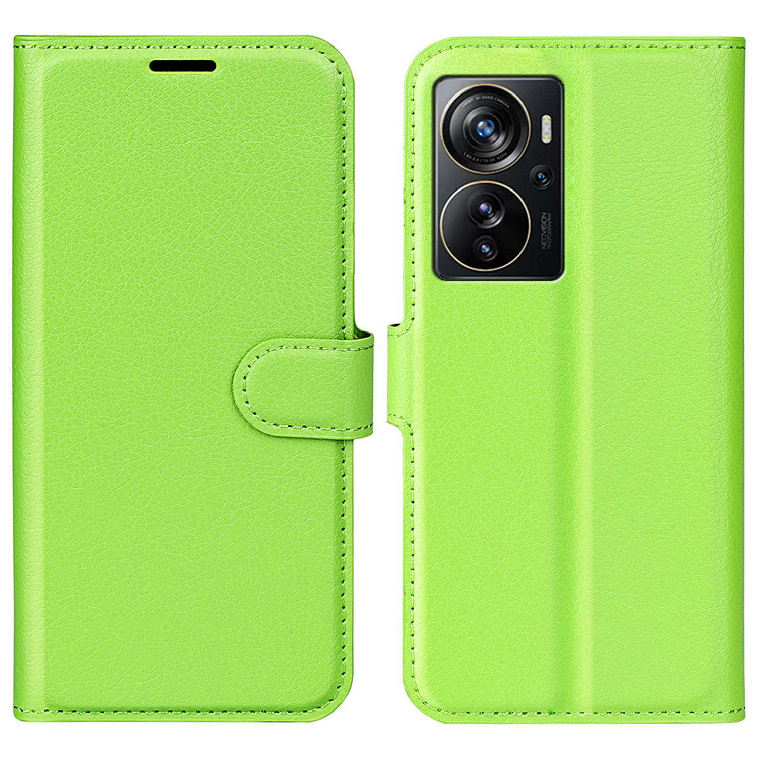 Wallet Phone Case for ZTE Axon 40 Pro 5G, Litchi Texture Stand Case Anti-scratch PU Leather Protective Cover