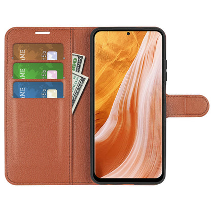 Wallet Phone Case for ZTE Axon 40 Pro 5G, Litchi Texture Stand Case Anti-scratch PU Leather Protective Cover