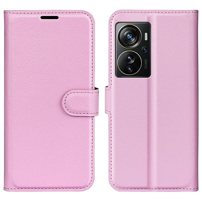 Wallet Phone Case for ZTE Axon 40 Pro 5G, Litchi Texture Stand Case Anti-scratch PU Leather Protective Cover