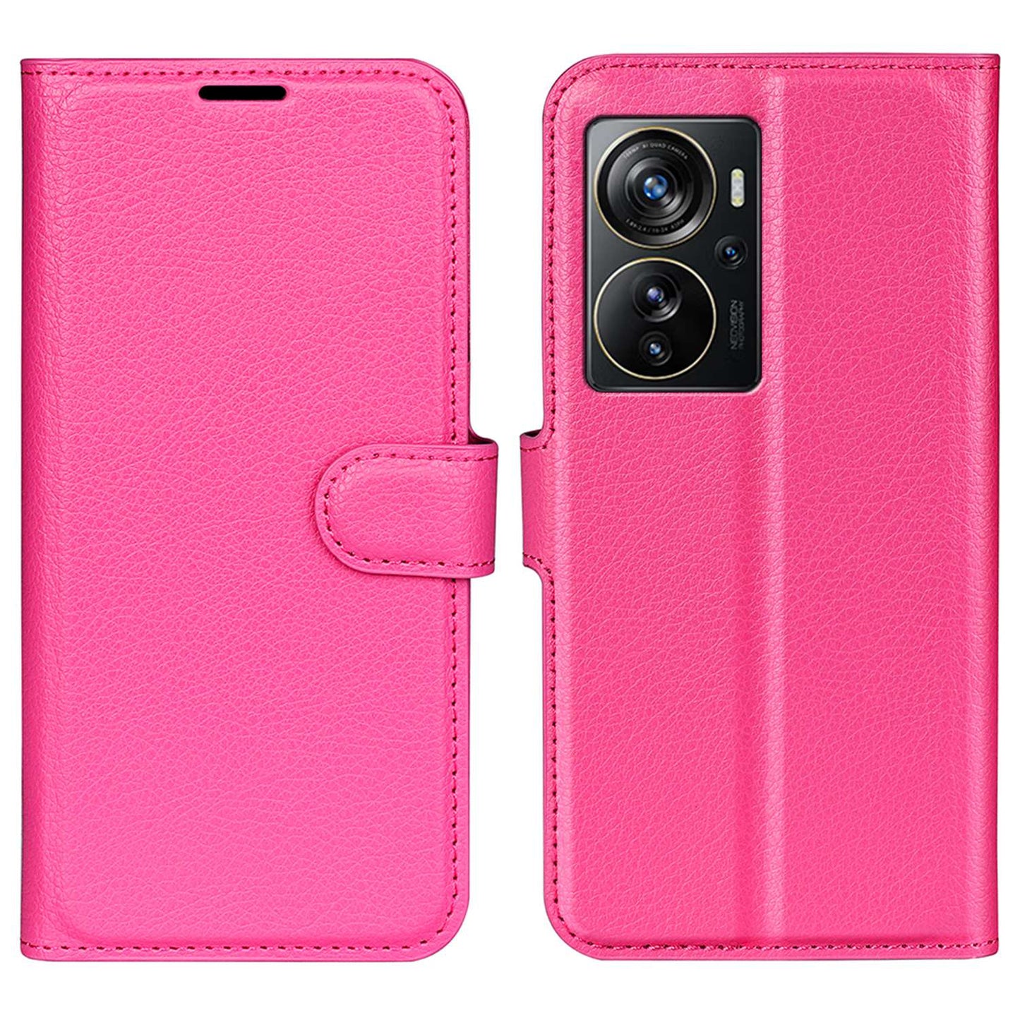 Wallet Phone Case for ZTE Axon 40 Pro 5G, Litchi Texture Stand Case Anti-scratch PU Leather Protective Cover