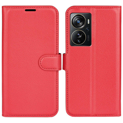 Wallet Phone Case for ZTE Axon 40 Pro 5G, Litchi Texture Stand Case Anti-scratch PU Leather Protective Cover