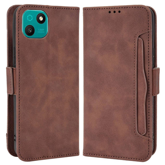 Multiple Card Slots Phone Case for Wiko T10 4G, Double Magnetic Clasp PU Leather Stand Wallet Protective Cover