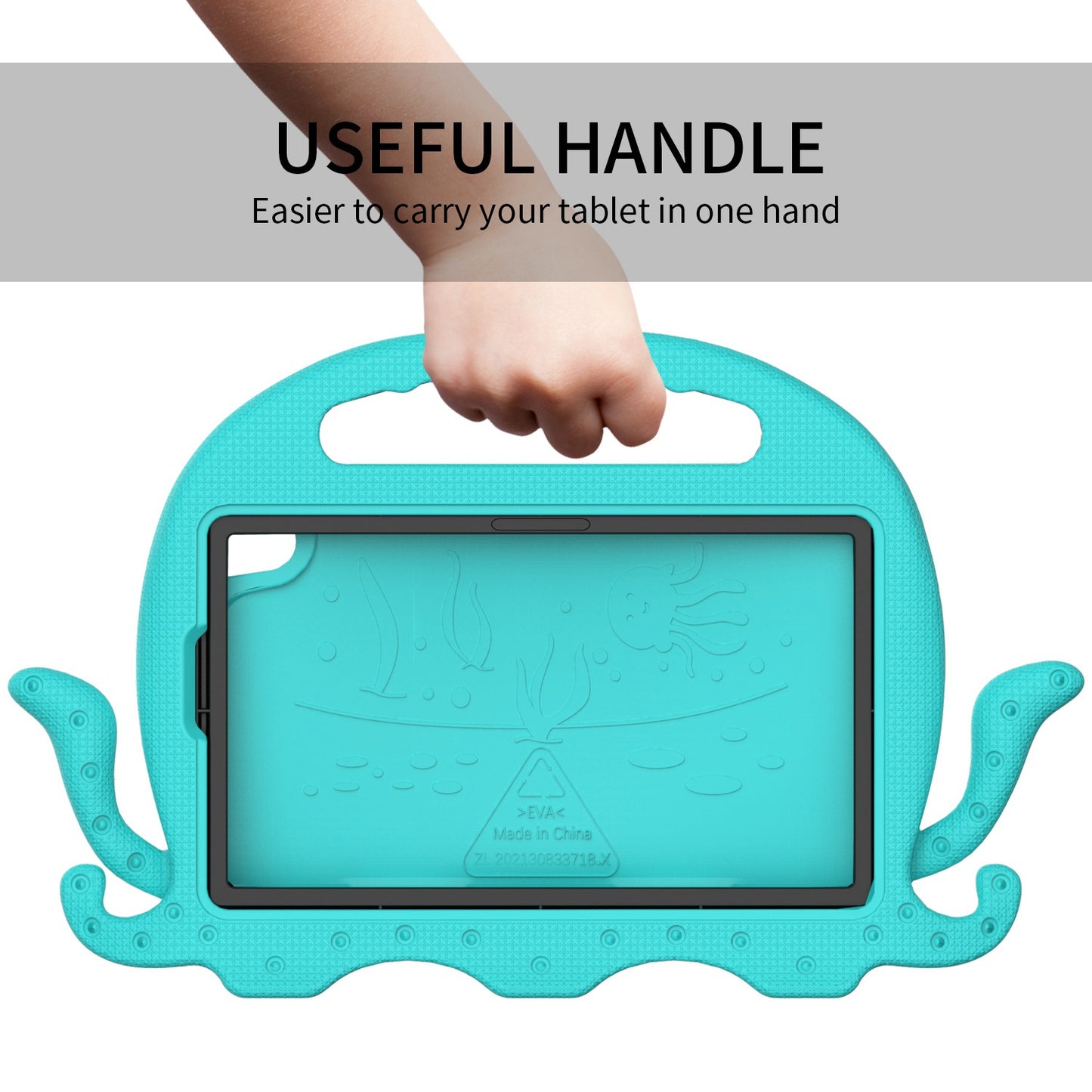 EVA Tablet Case for Lenovo Tab M8 Cute Cartoon Octopus Anti-drop Cover Protective Case with Handle and Shoulder Strap