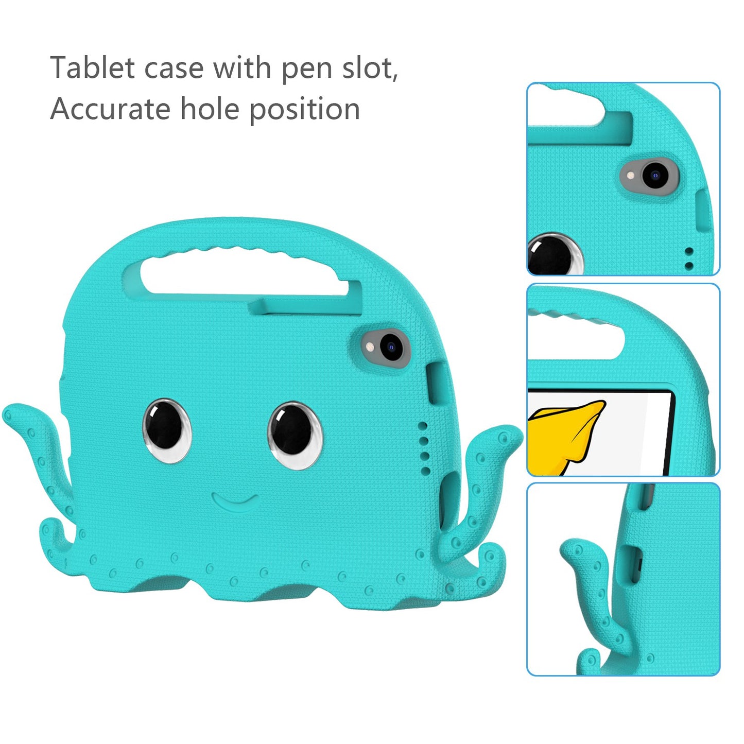 EVA Tablet Case for Lenovo Tab M8 Cute Cartoon Octopus Anti-drop Cover Protective Case with Handle and Shoulder Strap