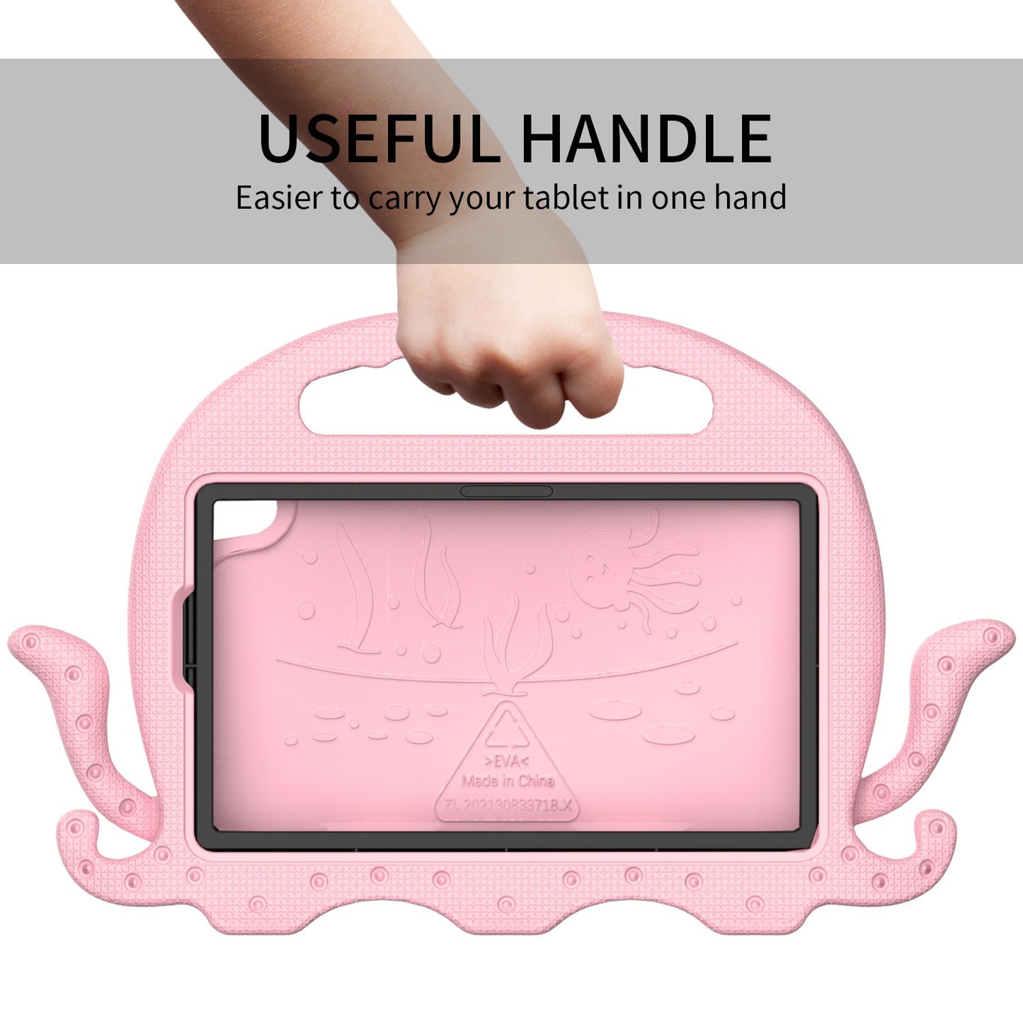 EVA Tablet Case for Lenovo Tab M8 Cute Cartoon Octopus Anti-drop Cover Protective Case with Handle and Shoulder Strap