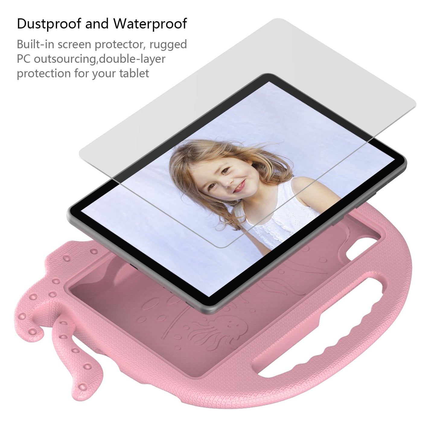 EVA Tablet Case for Lenovo Tab M8 Cute Cartoon Octopus Anti-drop Cover Protective Case with Handle and Shoulder Strap