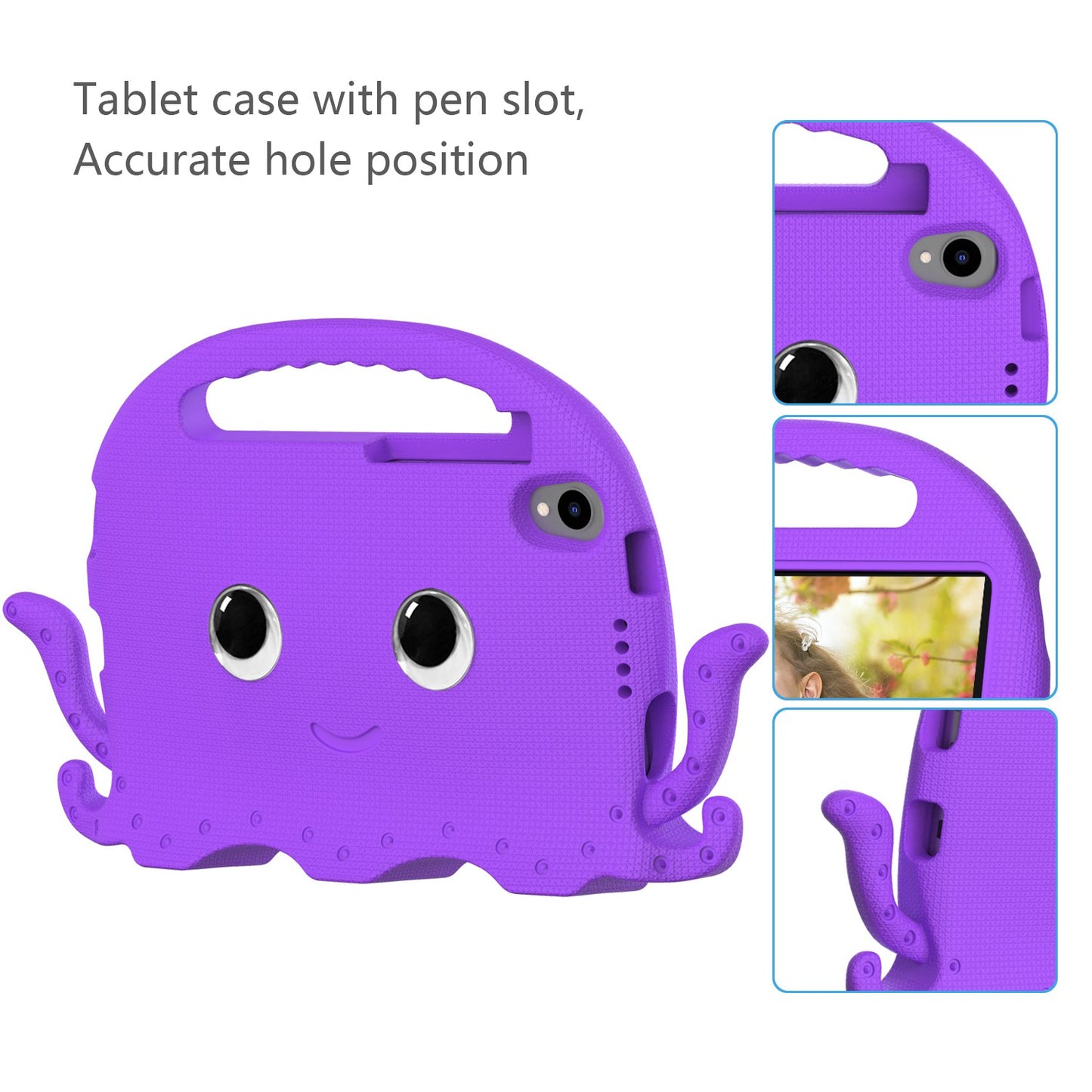 EVA Tablet Case for Lenovo Tab M8 Cute Cartoon Octopus Anti-drop Cover Protective Case with Handle and Shoulder Strap