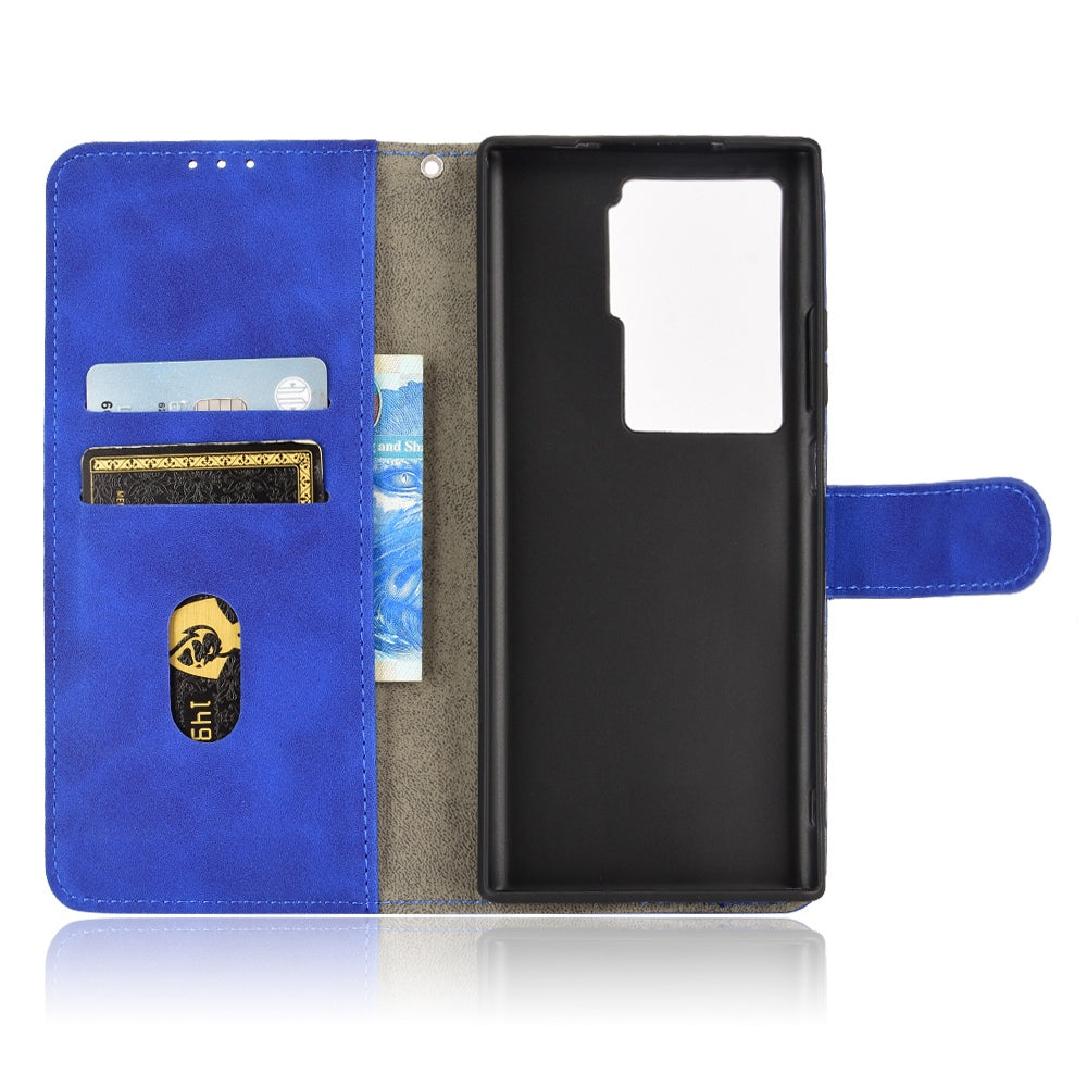 For ZTE Axon 40 Ultra 5G Wallet Phone Case Skin-touch Feeling PU Leather Stand Shockproof Wrist Strap Flip Cover