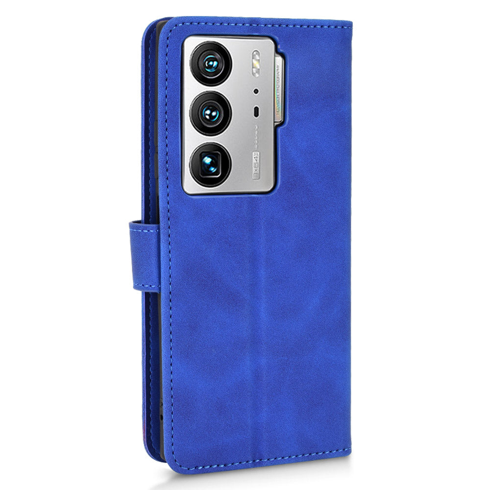 For ZTE Axon 40 Ultra 5G Wallet Phone Case Skin-touch Feeling PU Leather Stand Shockproof Wrist Strap Flip Cover