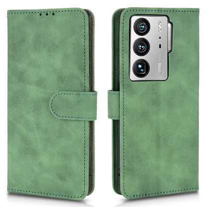 For ZTE Axon 40 Ultra 5G Wallet Phone Case Skin-touch Feeling PU Leather Stand Shockproof Wrist Strap Flip Cover