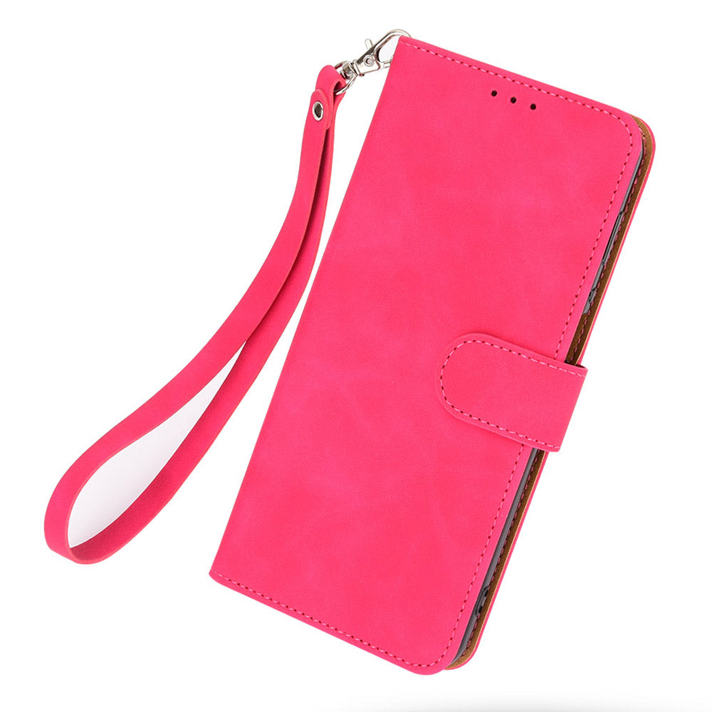 For ZTE Axon 40 Ultra 5G Wallet Phone Case Skin-touch Feeling PU Leather Stand Shockproof Wrist Strap Flip Cover