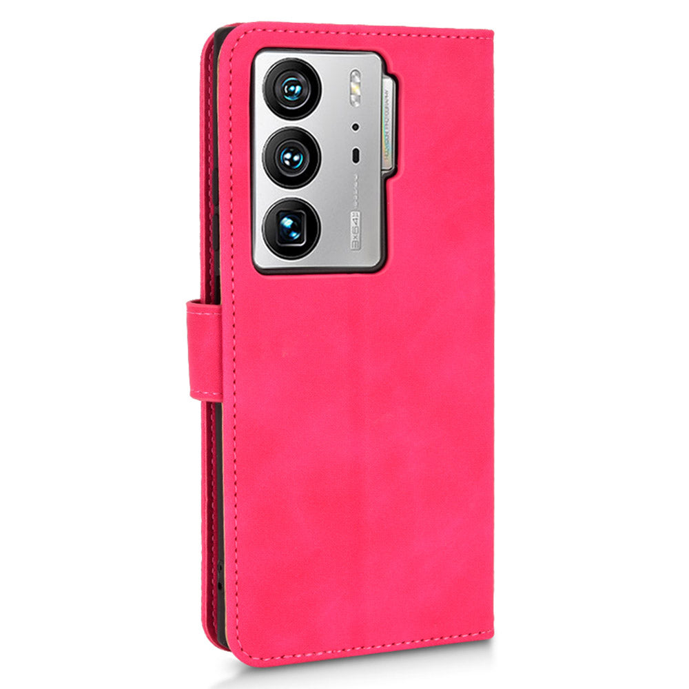 For ZTE Axon 40 Ultra 5G Wallet Phone Case Skin-touch Feeling PU Leather Stand Shockproof Wrist Strap Flip Cover