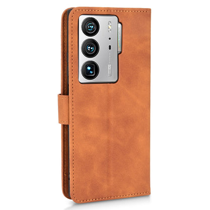 For ZTE Axon 40 Ultra 5G Wallet Phone Case Skin-touch Feeling PU Leather Stand Shockproof Wrist Strap Flip Cover