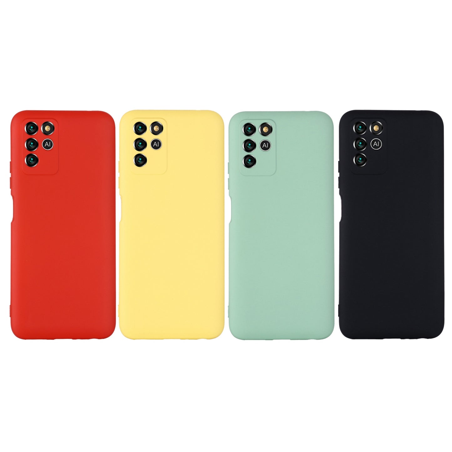 For ZTE Blade V30 Vita Silky Touch Liquid Silicone Case Soft Microfiber Lining Anti-Shock Cover with Strap