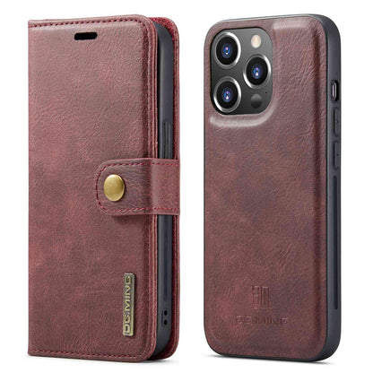 DG.MING For iPhone 14 Pro Max 6.7 inch Wallet Magnetic Detachable Case Split Leather Stand Flip Phone Cover