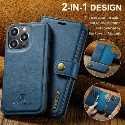 DG.MING For iPhone 14 Pro Max 6.7 inch Wallet Magnetic Detachable Case Split Leather Stand Flip Phone Cover