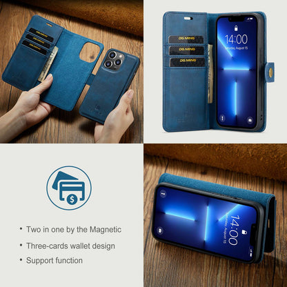 DG.MING For iPhone 14 Pro Max 6.7 inch Wallet Magnetic Detachable Case Split Leather Stand Flip Phone Cover